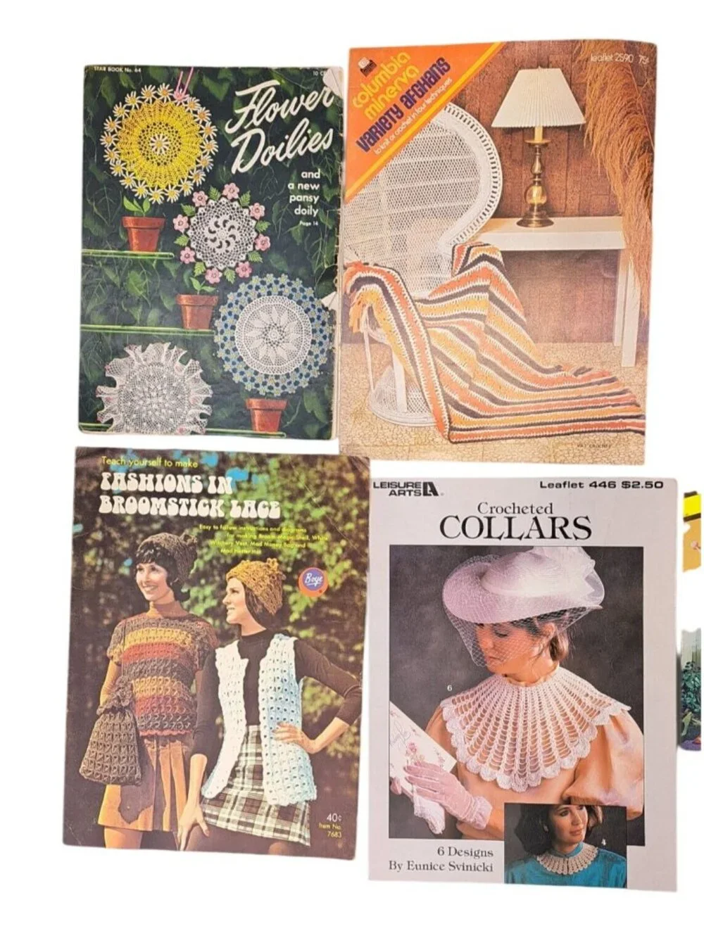 Vintage Crochet Assorted Pattern & Booklet Lot Doilies Collars Blankets Afghans